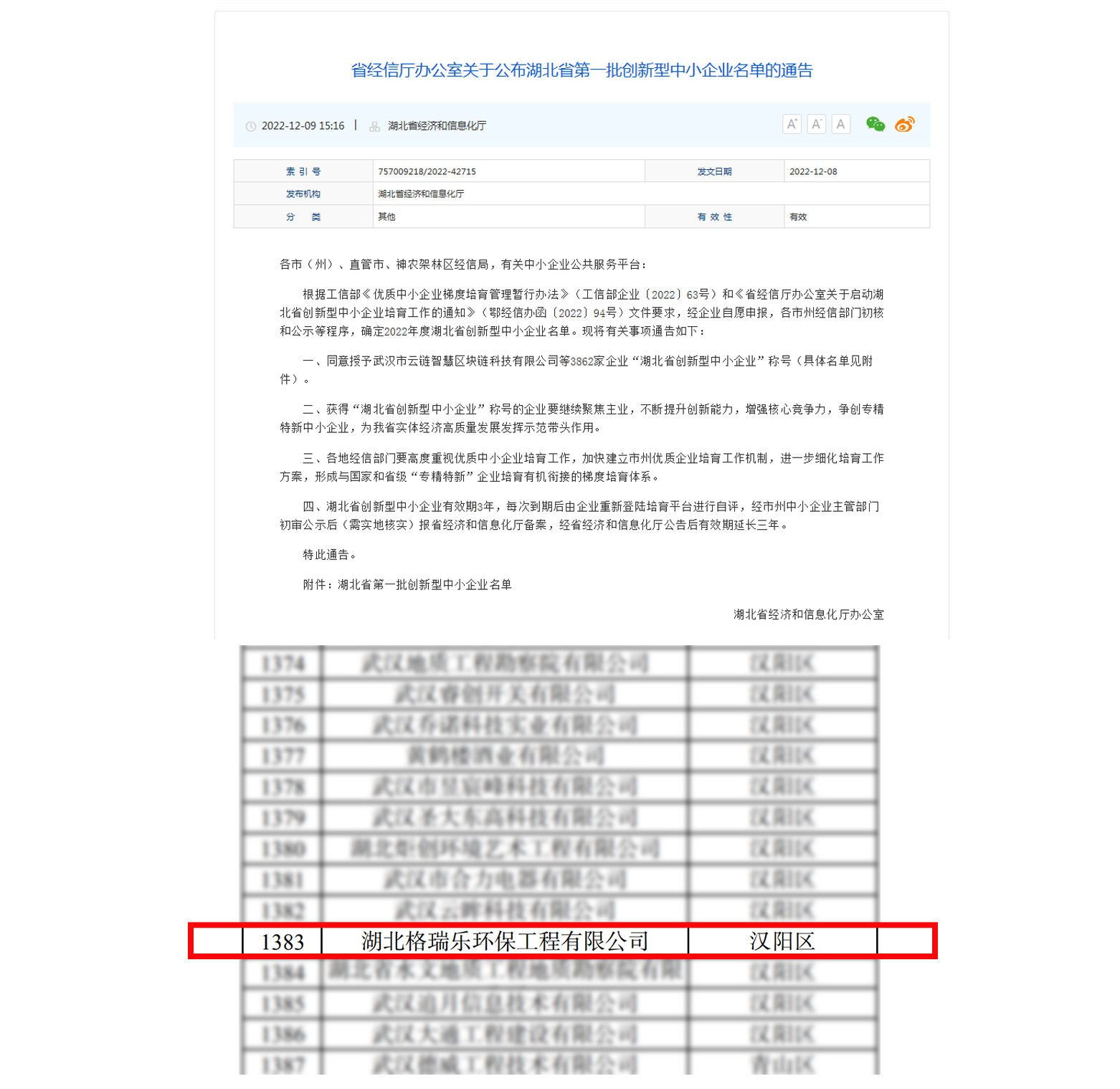 首批荣获称号,湖北省,创新型中小企业,喜讯,喜报